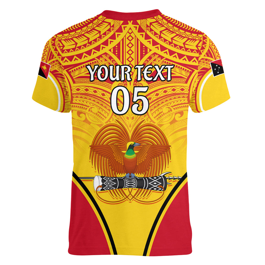 Custom Papua New Guinea Rugby Women V Neck T Shirt 2023 Pacific Championships The Kumuls LT05 - Polynesian Pride