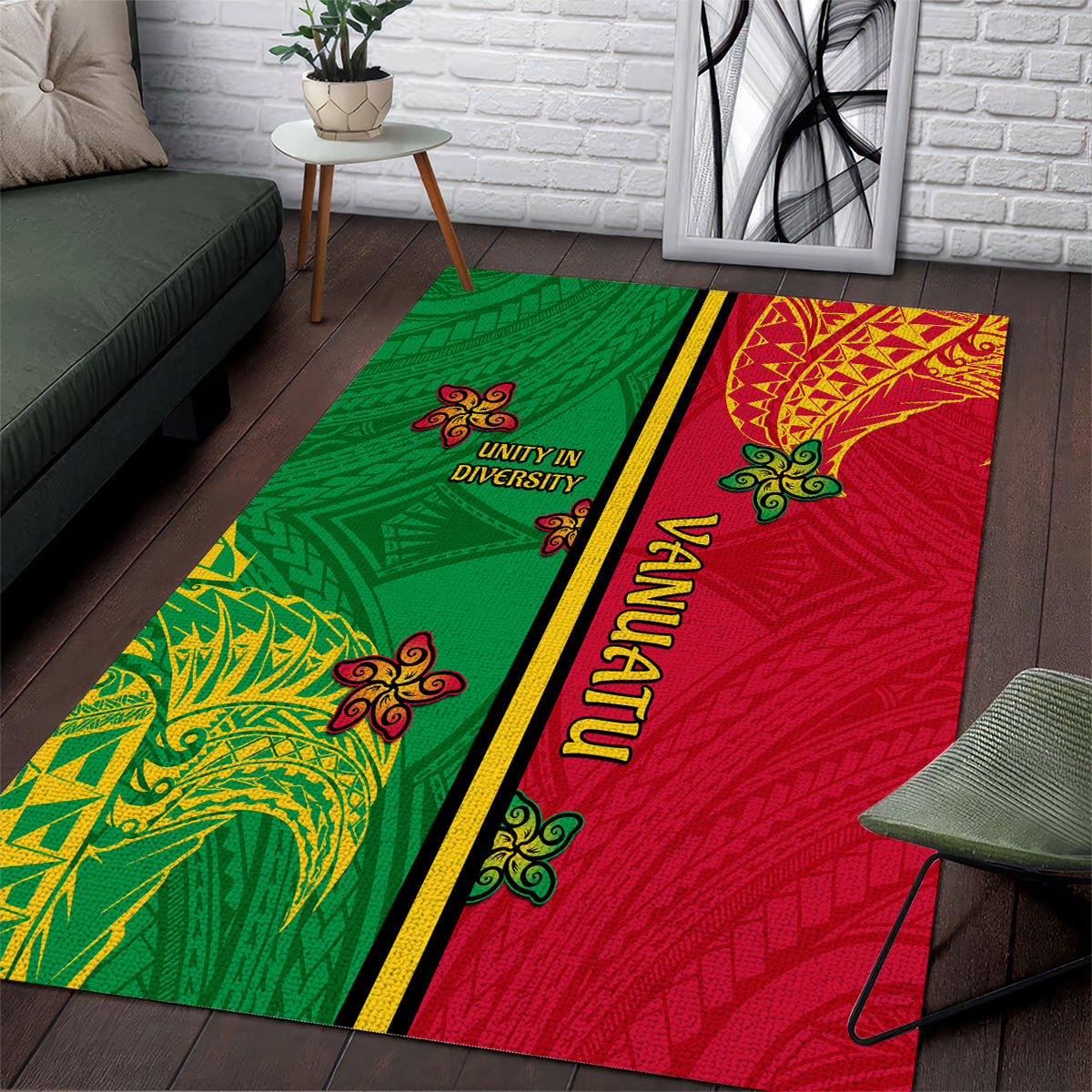 Vanuatu Happy Unity Day Area Rug Polynesian Plumeria LT05 Red - Polynesian Pride