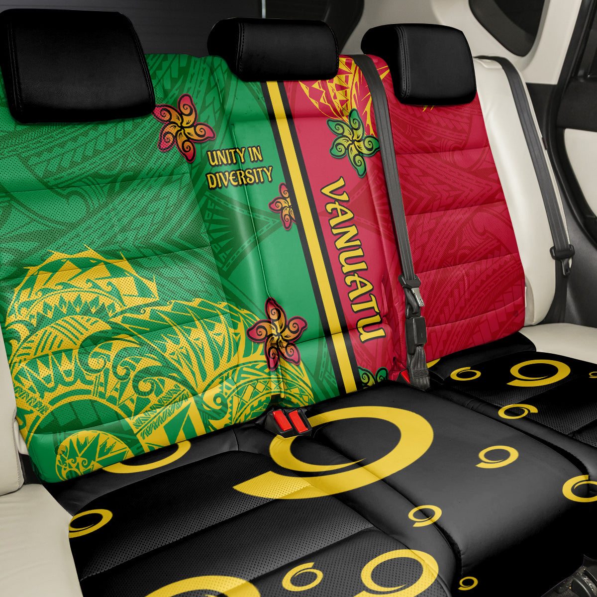 Vanuatu Happy Unity Day Back Car Seat Cover Polynesian Plumeria