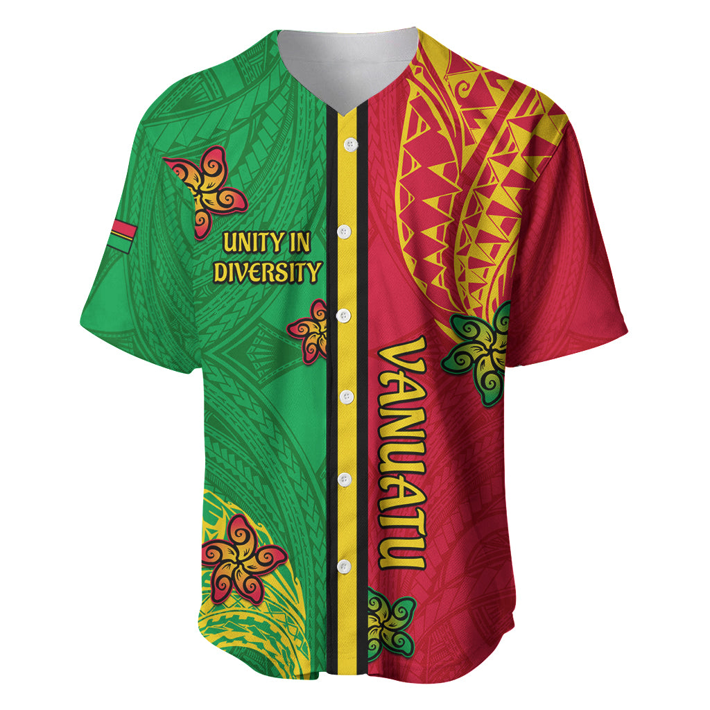 Personalised Vanuatu Happy Unity Day Baseball Jersey Polynesian Plumeria LT05 Red - Polynesian Pride