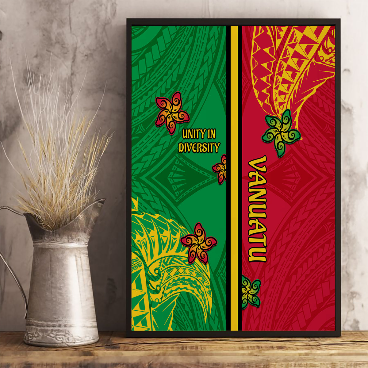 Vanuatu Happy Unity Day Canvas Wall Art Polynesian Plumeria LT05 - Polynesian Pride