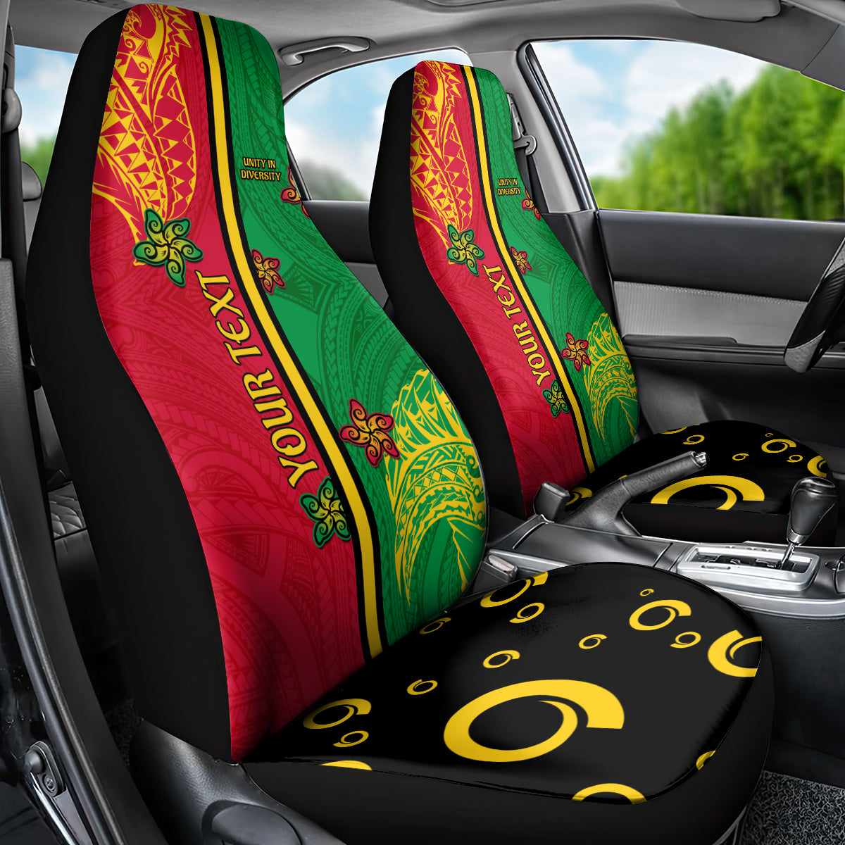Personalised Vanuatu Happy Unity Day Car Seat Cover Polynesian Plumeria LT05 - Polynesian Pride