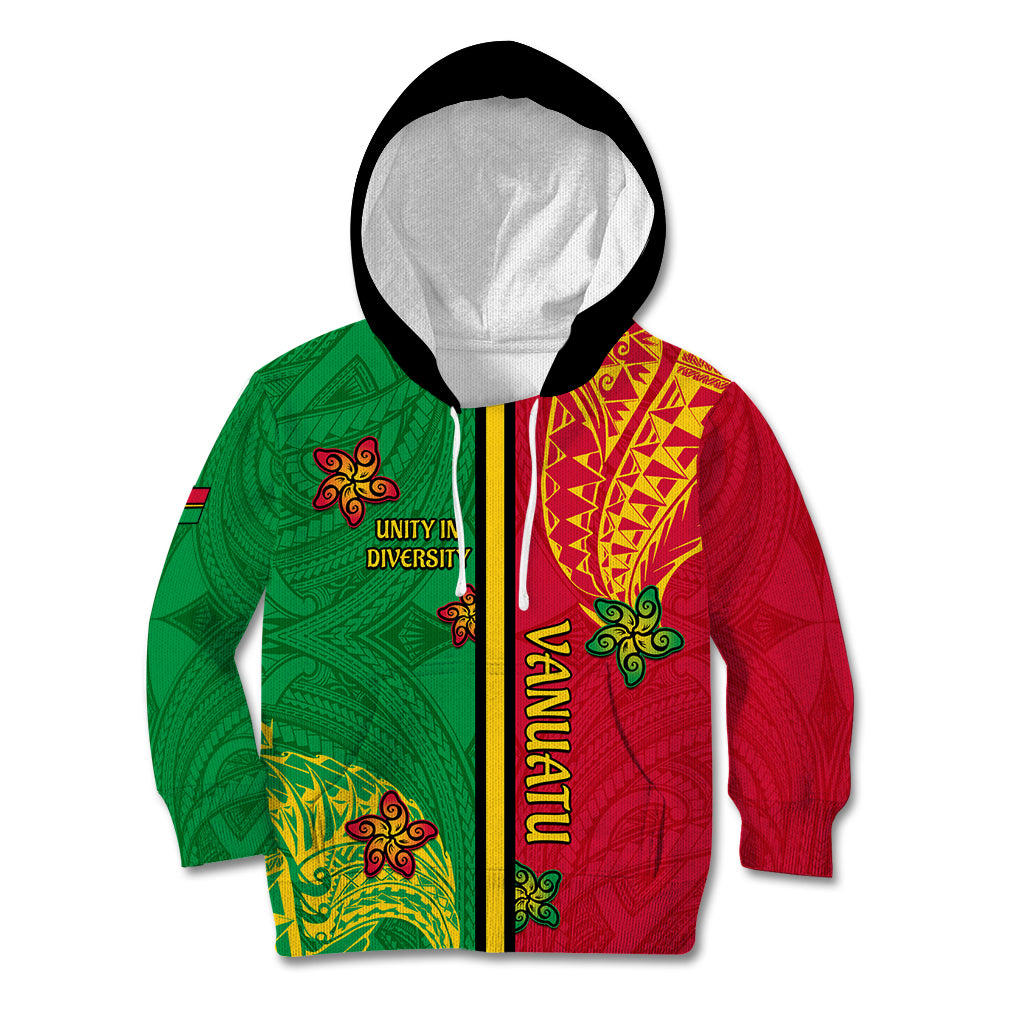 Personalised Vanuatu Happy Unity Day Kid Hoodie Polynesian Plumeria LT05 Hoodie Red - Polynesian Pride