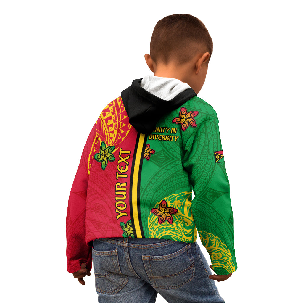 Personalised Vanuatu Happy Unity Day Kid Hoodie Polynesian Plumeria LT05 - Polynesian Pride