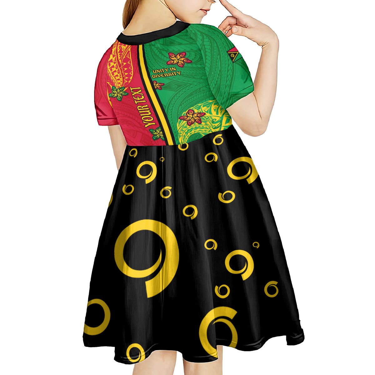 Personalised Vanuatu Happy Unity Day Kid Short Sleeve Dress Polynesian Plumeria LT05 - Polynesian Pride