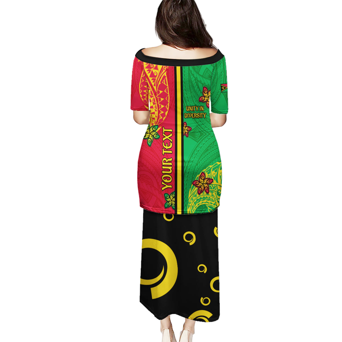 Personalised Vanuatu Happy Unity Day Puletasi Polynesian Plumeria LT05 - Polynesian Pride
