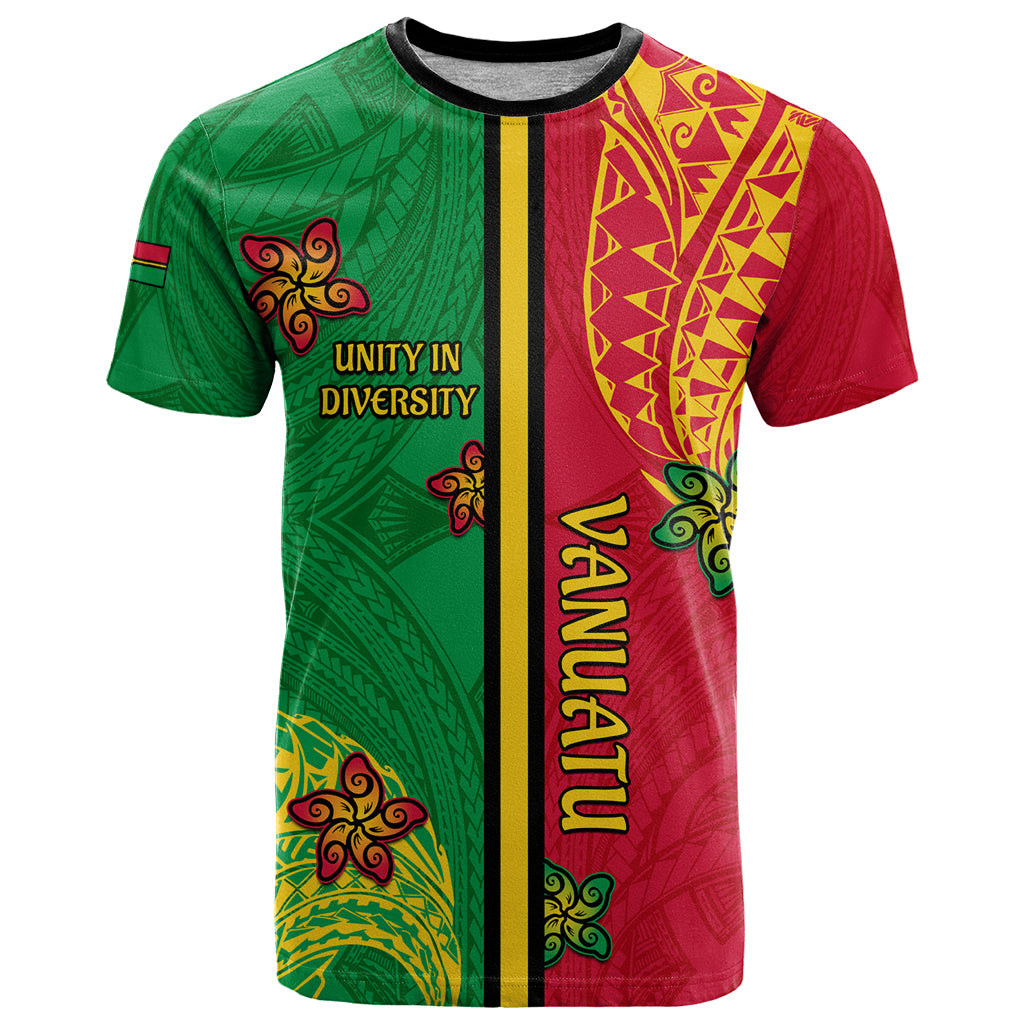Personalised Vanuatu Happy Unity Day T Shirt Polynesian Plumeria LT05 Red - Polynesian Pride