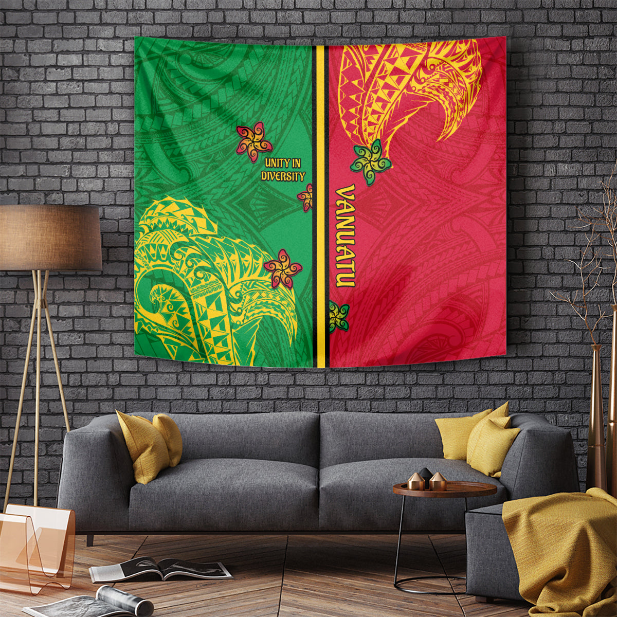 Vanuatu Happy Unity Day Tapestry Polynesian Plumeria LT05 Red - Polynesian Pride