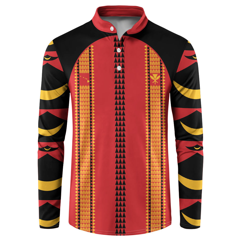 Hawaii Ahu Ula Inspired Button Sweatshirt Red Version