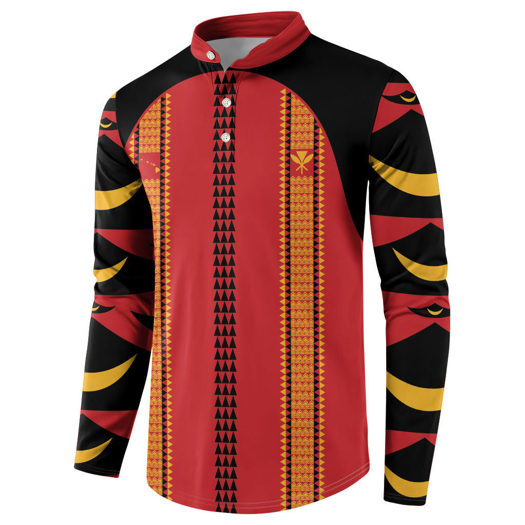 Hawaii Ahu Ula Inspired Button Sweatshirt Red Version