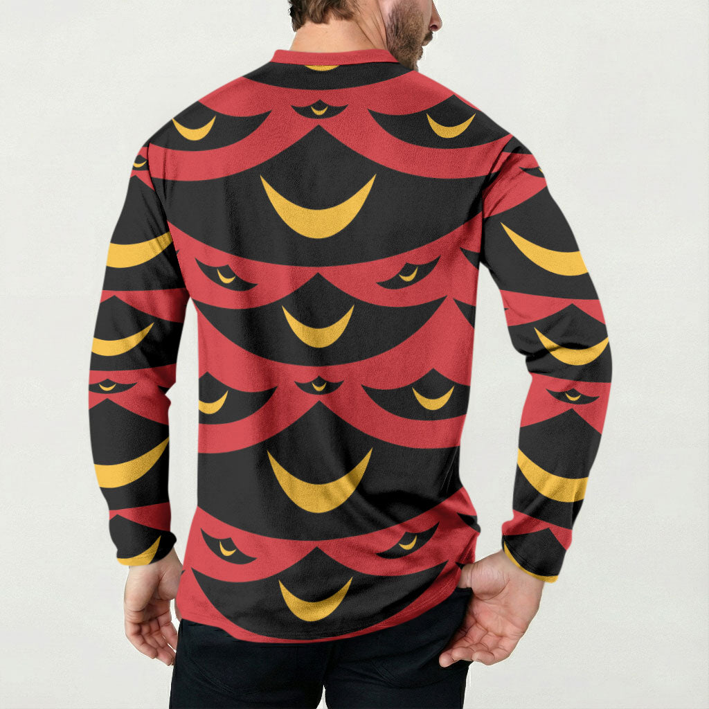 Hawaii Ahu Ula Inspired Button Sweatshirt Red Version