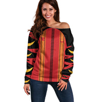 Hawaii Ahu Ula Inspired Off Shoulder Sweater Red Version LT05 Women Red - Polynesian Pride