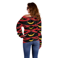 Hawaii Ahu Ula Inspired Off Shoulder Sweater Red Version LT05 - Polynesian Pride