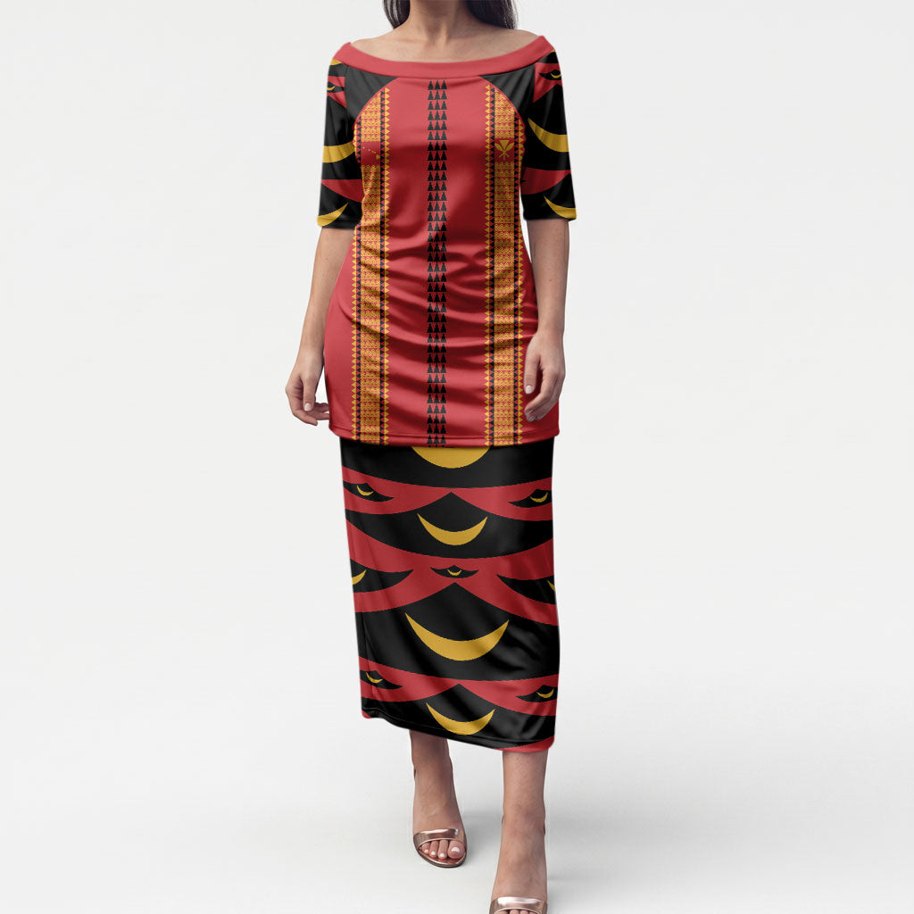 Hawaii Ahu Ula Inspired Puletasi Red Version