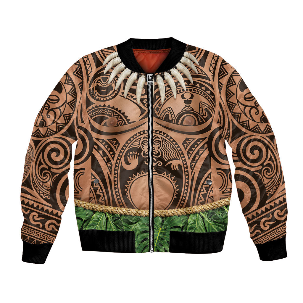 Hawaii Warrior Tattoo Inspired Bomber Jacket Tropical Leaf Skirt Costume