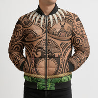 Hawaii Warrior Tattoo Inspired Bomber Puffer Jacket Tropical Leaf Skirt Costume LT05 - Polynesian Pride