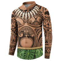 Hawaii Warrior Tattoo Inspired Button Sweatshirt Tropical Leaf Skirt Costume