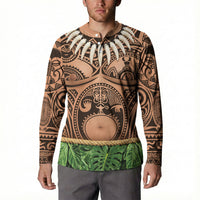 Hawaii Warrior Tattoo Inspired Button Sweatshirt Tropical Leaf Skirt Costume