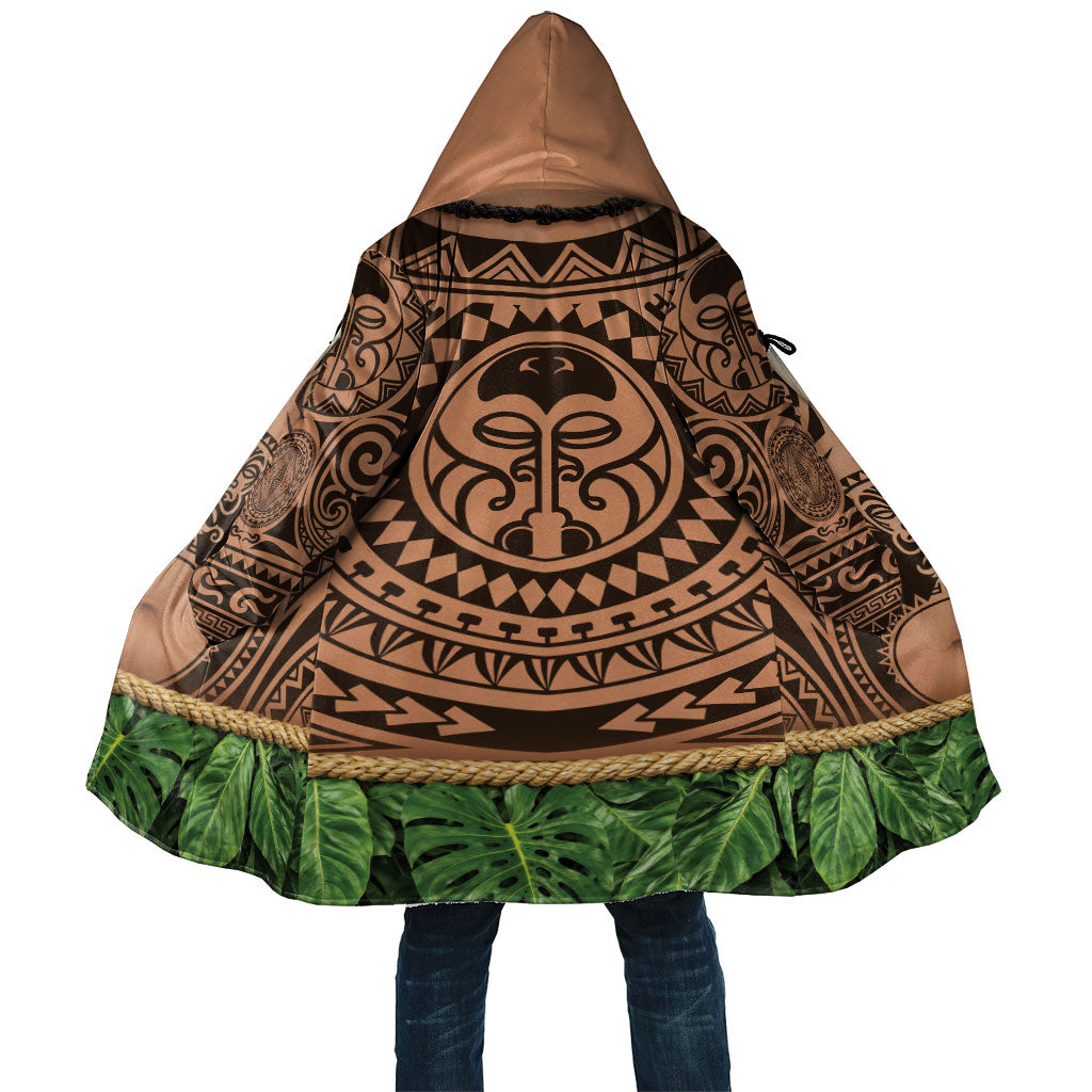 Hawaii Warrior Tattoo Inspired Cloak Tropical Leaf Skirt Costume LT05 Unisex Beige - Polynesian Pride