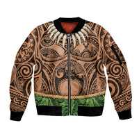 Hawaii Warrior Tattoo Inspired Sleeve Zip Bomber Jacket Tropical Leaf Skirt Costume