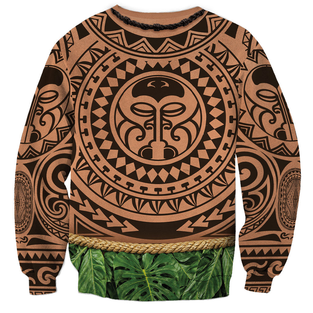 Hawaii Warrior Tattoo Inspired Sweatshirt Tropical Leaf Skirt Costume LT05 - Polynesian Pride