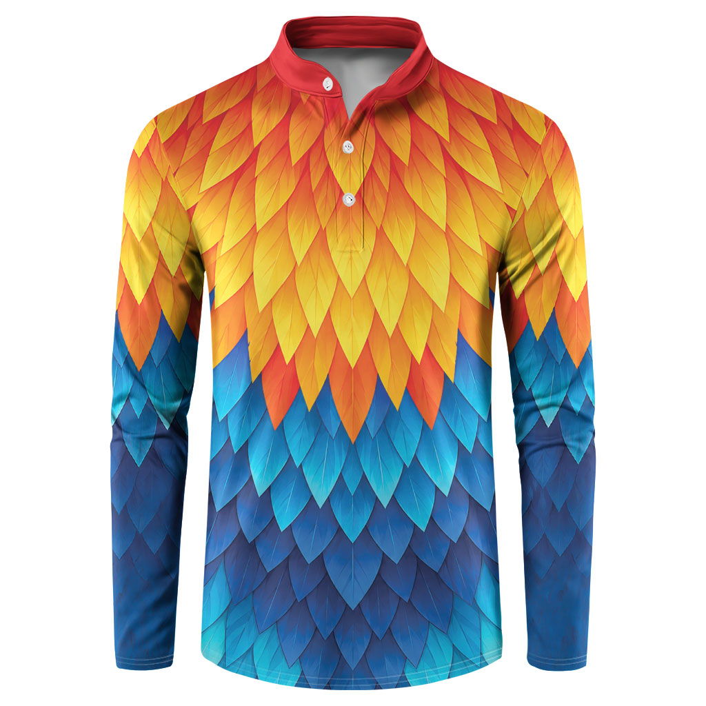Polynesia Colorful Rooster Costume Button Sweatshirt