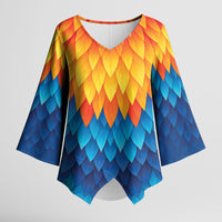 Polynesia Colorful Rooster Costume Kimono Sleeve Blouse