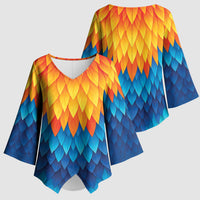 Polynesia Colorful Rooster Costume Kimono Sleeve Blouse