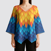 Polynesia Colorful Rooster Costume Kimono Sleeve Blouse