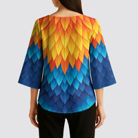 Polynesia Colorful Rooster Costume Kimono Sleeve Blouse