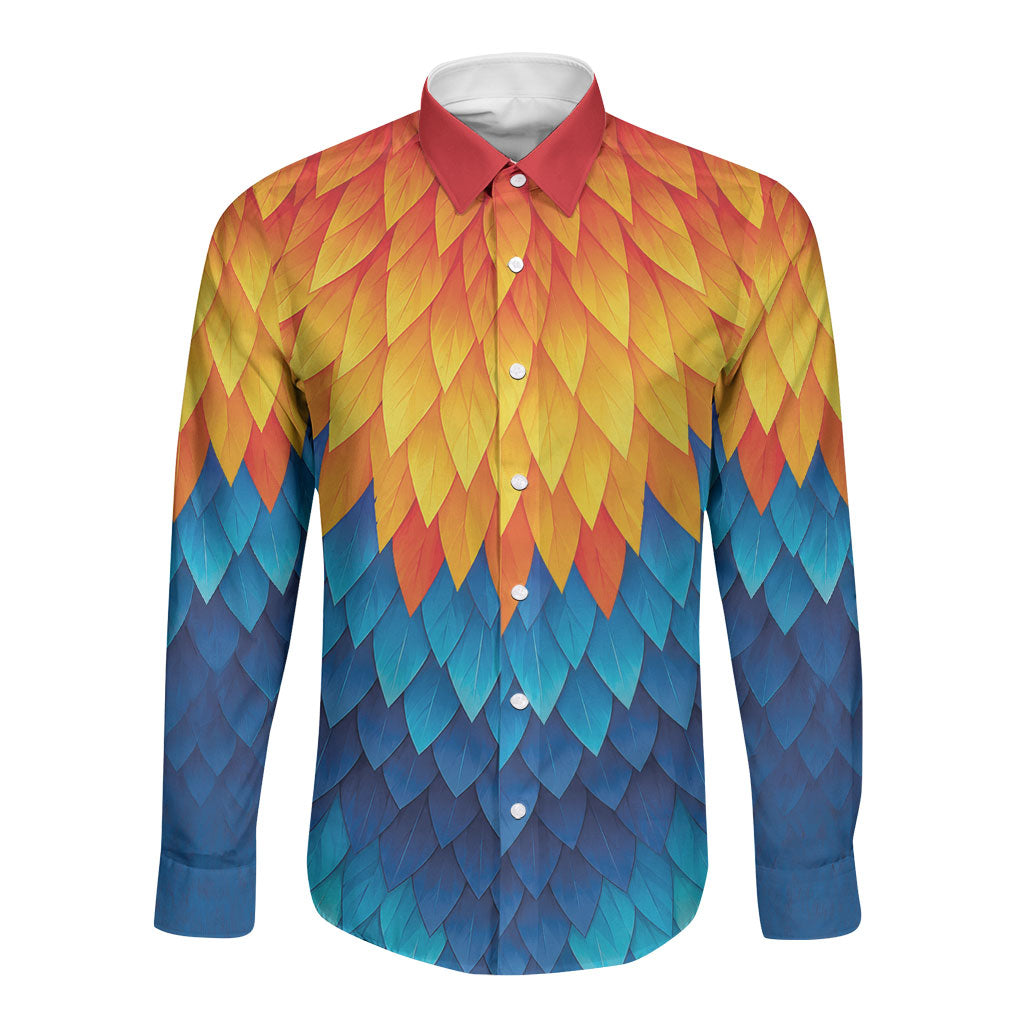 Polynesia Colorful Rooster Costume Long Sleeve Button Shirt