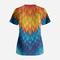 Polynesia Colorful Rooster Costume Scrub Top