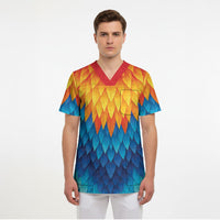 Polynesia Colorful Rooster Costume Scrub Top