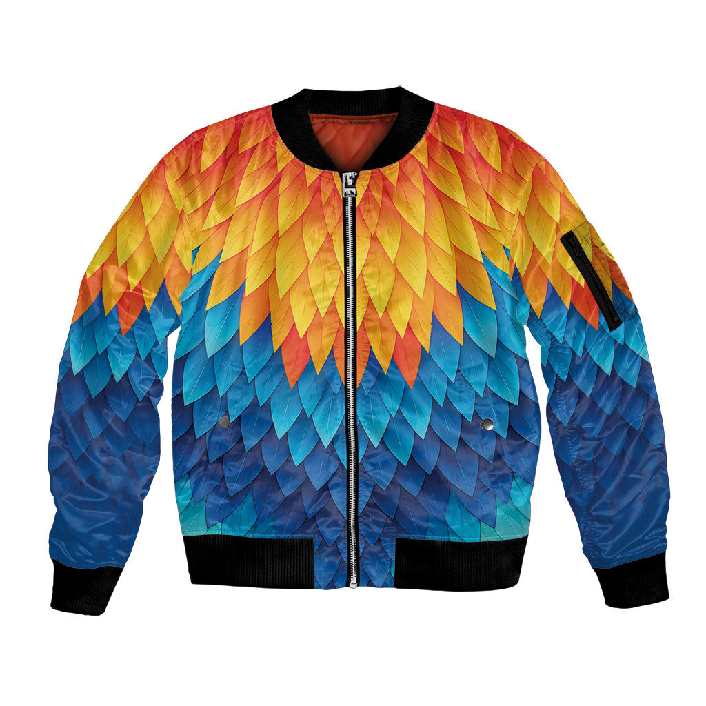 Polynesia Colorful Rooster Costume Sleeve Zip Bomber Jacket