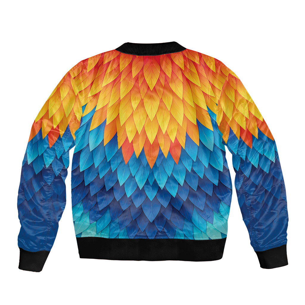 Polynesia Colorful Rooster Costume Sleeve Zip Bomber Jacket