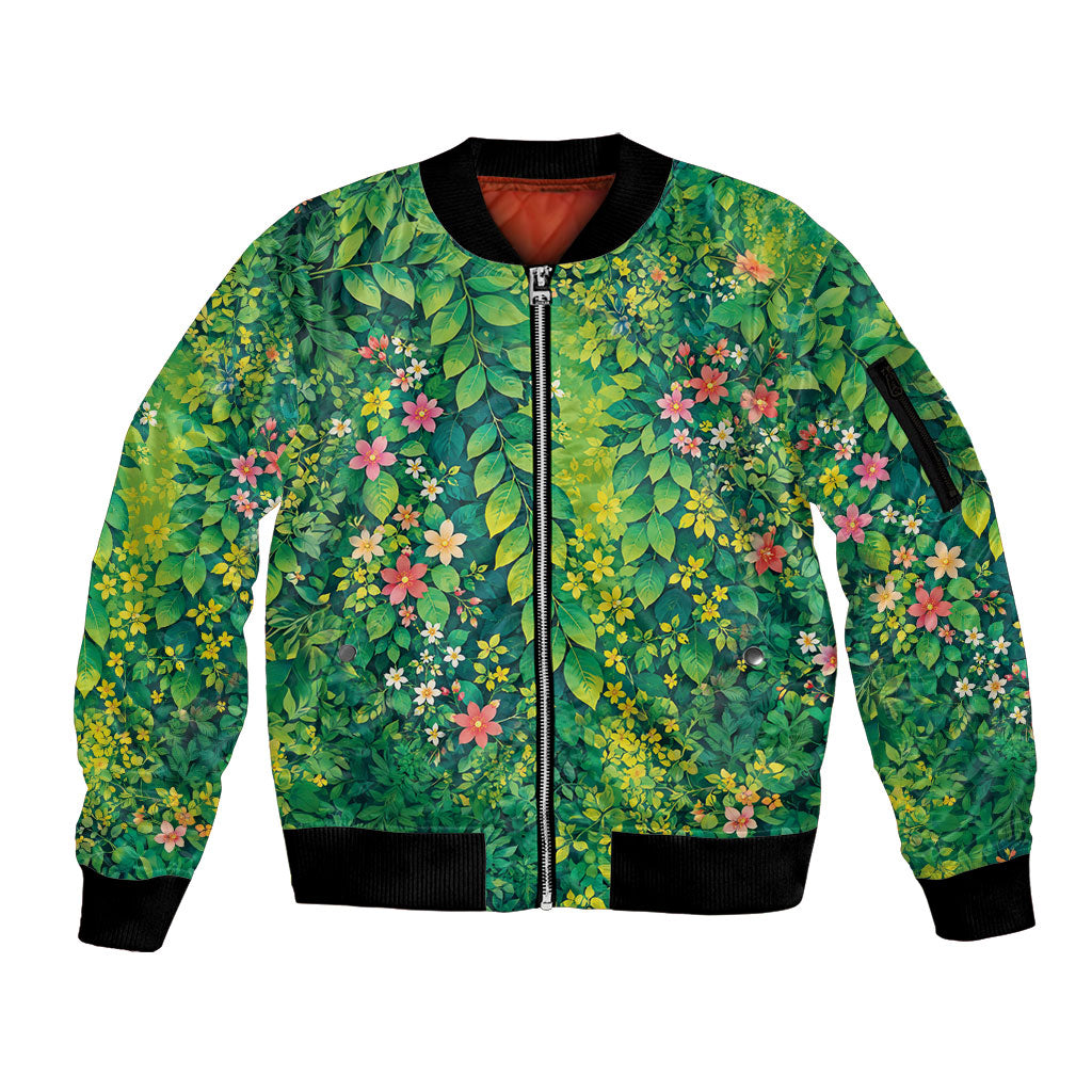 Polynesian Enchanted Mother Nature Costume Sleeve Zip Bomber Jacket LT05 Unisex Green - Polynesian Pride