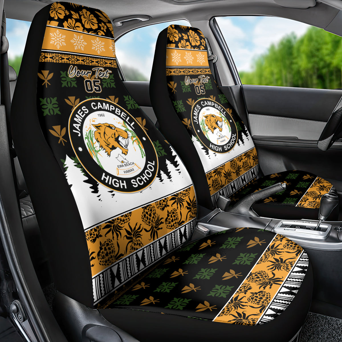 Custom Hawaii James Campbell High School Christmas Car Seat Cover Tropical Santa Claus LT05 - Polynesian Pride