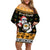 Custom Hawaii James Campbell High School Christmas Family Matching Off Shoulder Short Dress and Hawaiian Shirt Tropical Santa Claus LT05 Mom's Dress Black - Polynesian Pride