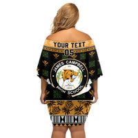 Custom Hawaii James Campbell High School Christmas Family Matching Off Shoulder Short Dress and Hawaiian Shirt Tropical Santa Claus LT05 - Polynesian Pride