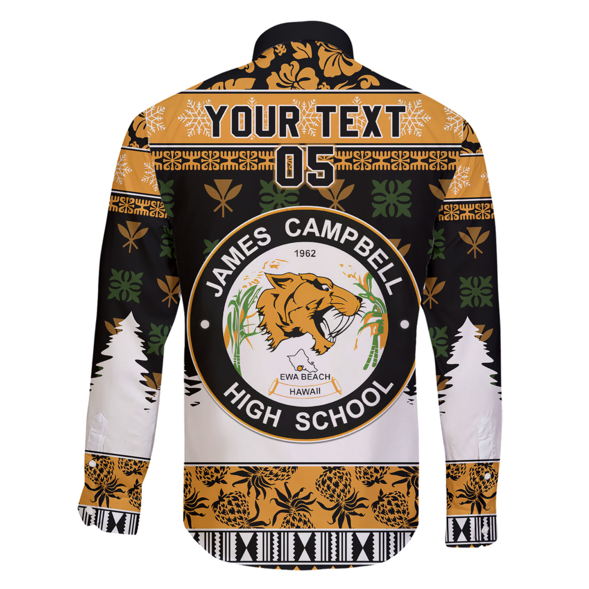 Custom Hawaii James Campbell High School Christmas Family Matching Short Sleeve Bodycon Dress and Hawaiian Shirt Tropical Santa Claus LT05 - Polynesian Pride