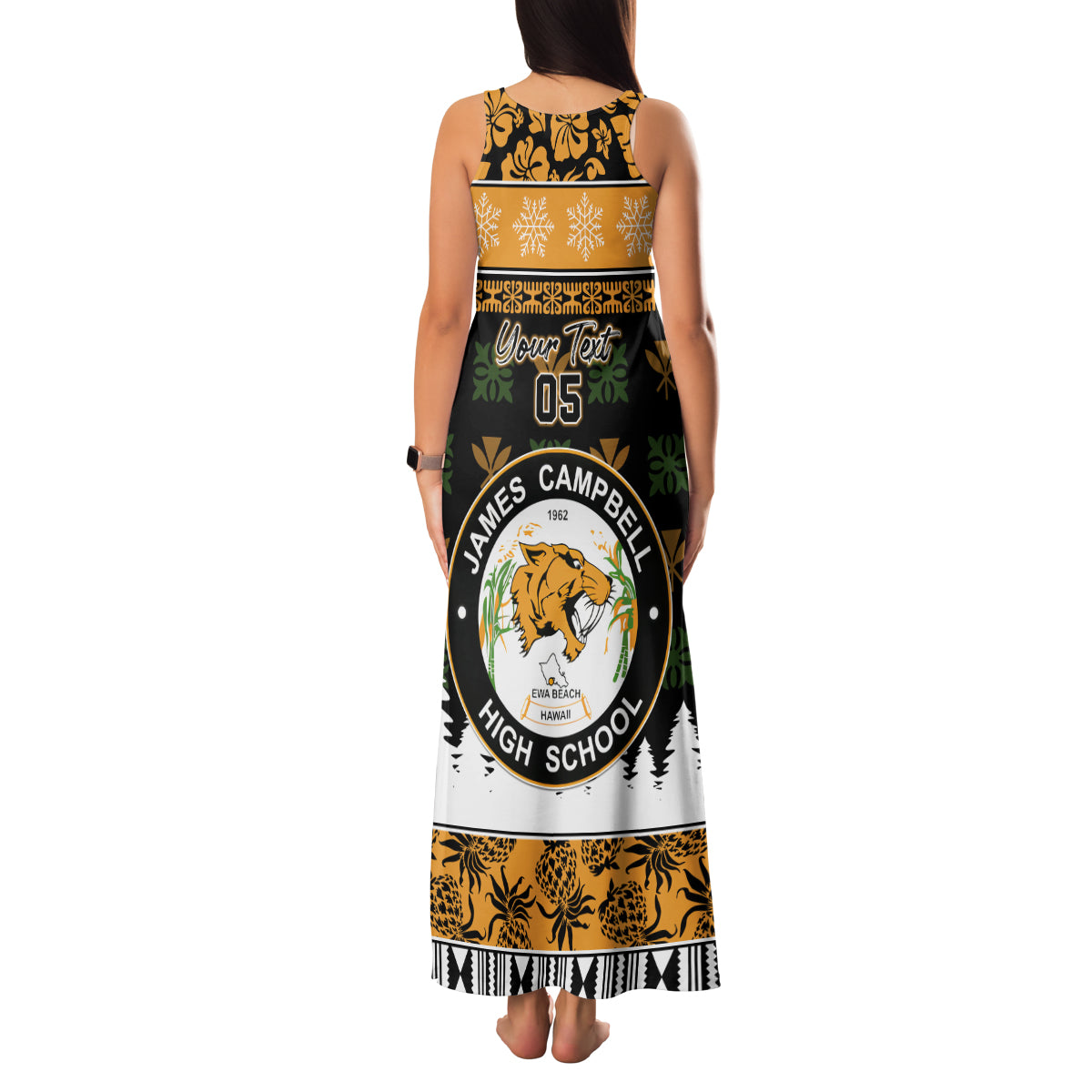 Custom Hawaii James Campbell High School Christmas Family Matching Tank Maxi Dress and Hawaiian Shirt Tropical Santa Claus LT05 - Polynesian Pride