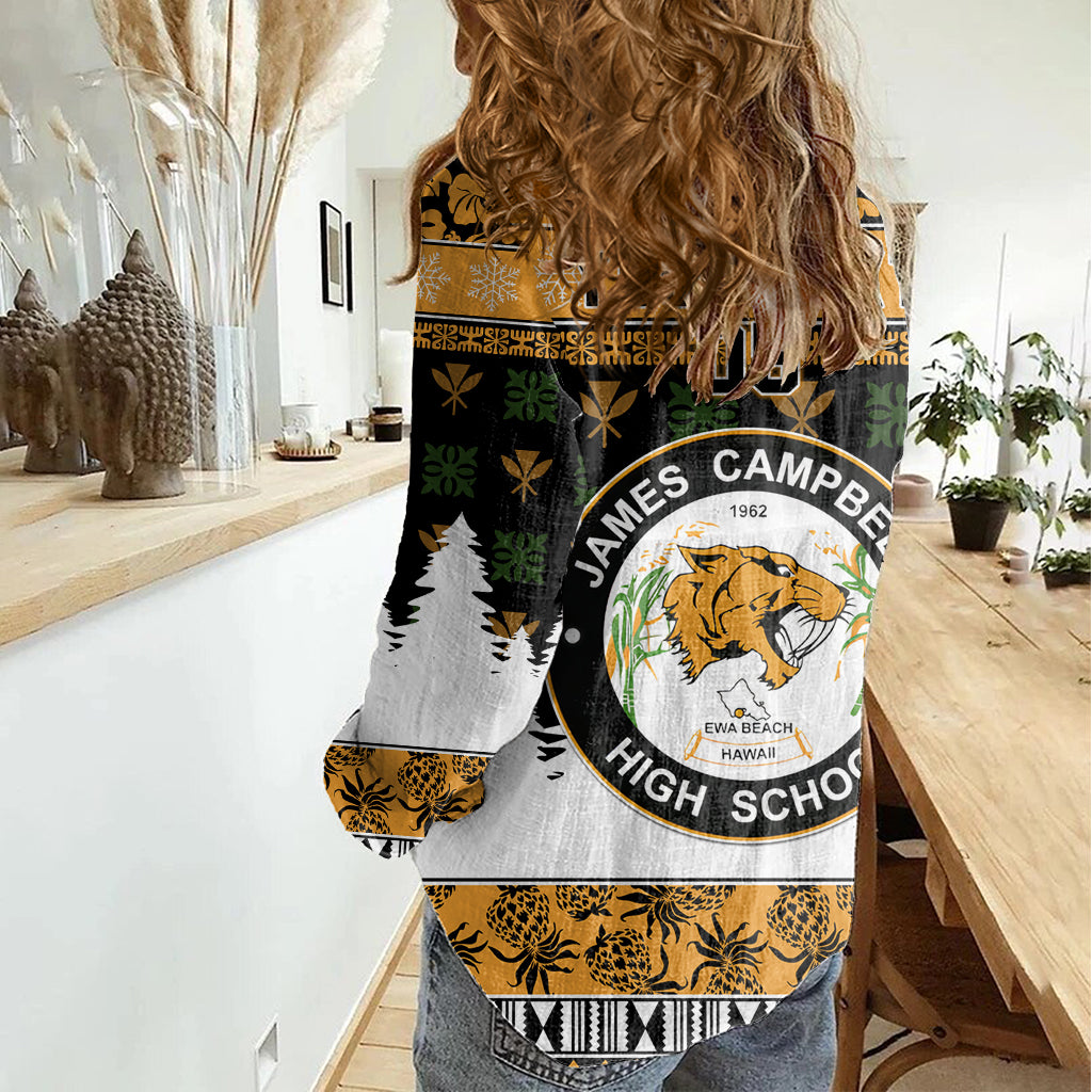 Custom Hawaii James Campbell High School Christmas Women Casual Shirt Tropical Santa Claus LT05 - Polynesian Pride