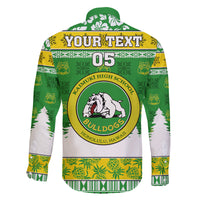 Custom Hawaii Kaimuki High School Christmas Family Matching Off Shoulder Long Sleeve Dress and Hawaiian Shirt Tropical Santa Claus LT05 - Polynesian Pride