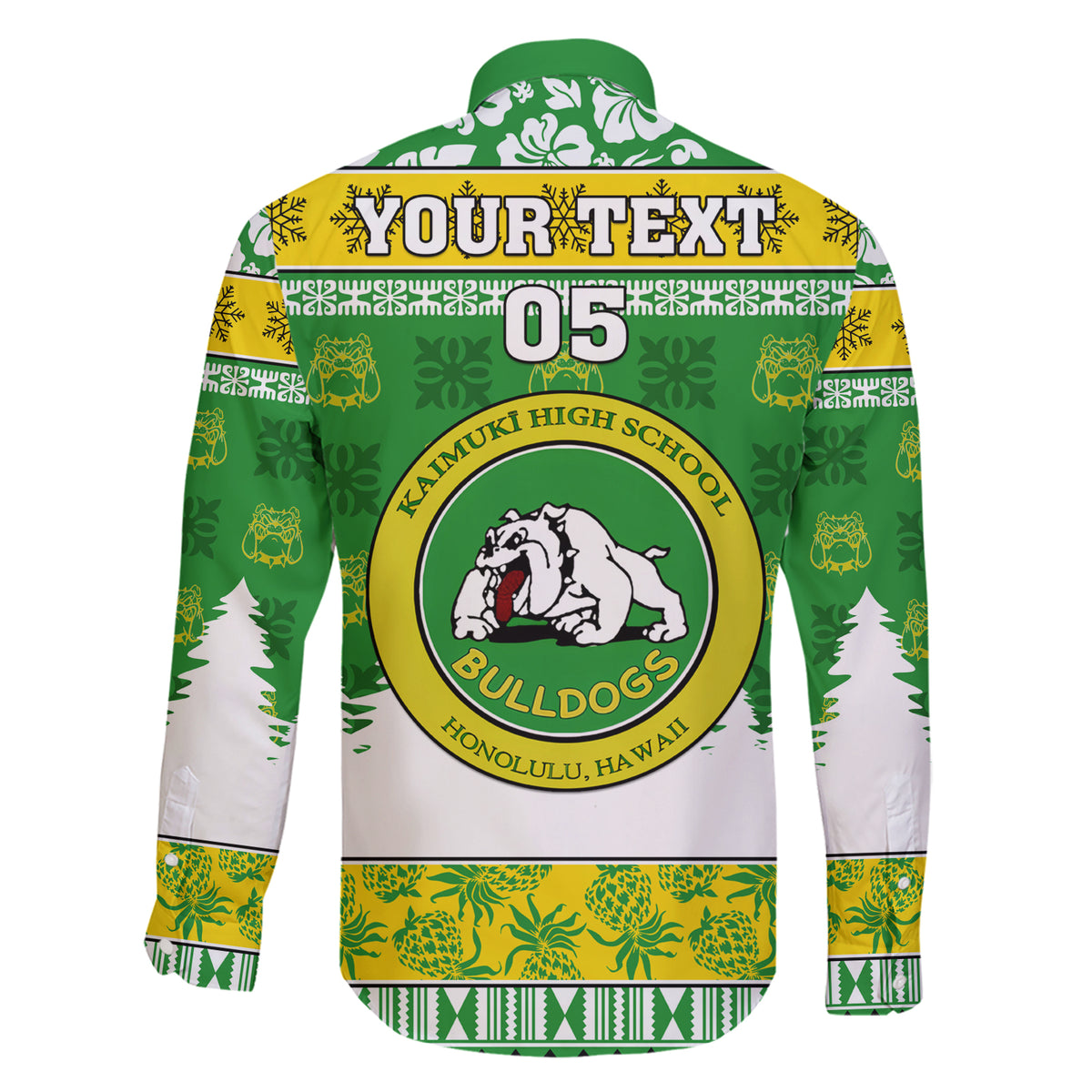 Custom Hawaii Kaimuki High School Christmas Family Matching Short Sleeve Bodycon Dress and Hawaiian Shirt Tropical Santa Claus LT05 - Polynesian Pride