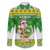 Custom Hawaii Kaimuki High School Christmas Family Matching Summer Maxi Dress and Hawaiian Shirt Tropical Santa Claus LT05 Dad's Shirt - Long Sleeve Green - Polynesian Pride