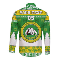 Custom Hawaii Kaimuki High School Christmas Long Sleeve Button Shirt Tropical Santa Claus LT05 - Polynesian Pride