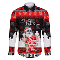 Custom Hawaii Kalani High School Christmas Family Matching Mermaid Dress and Hawaiian Shirt Tropical Santa Claus LT05 Dad's Shirt - Long Sleeve Red - Polynesian Pride