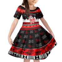 Custom Hawaii Kalani High School Christmas Family Matching Tank Maxi Dress and Hawaiian Shirt Tropical Santa Claus LT05 Daughter's Dress Red - Polynesian Pride
