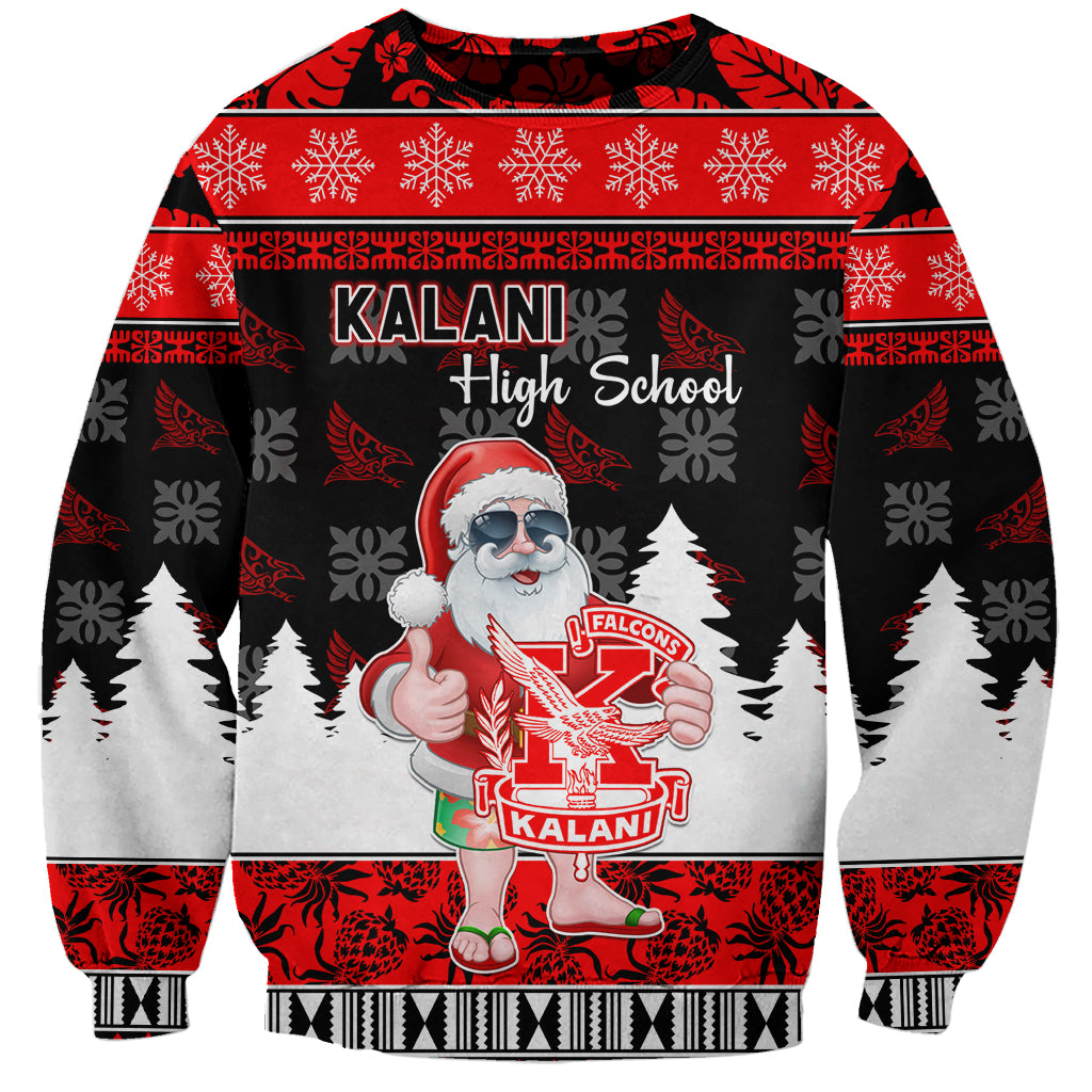 Custom Hawaii Kalani High School Christmas Sweatshirt Tropical Santa Claus LT05 Unisex Red - Polynesian Pride