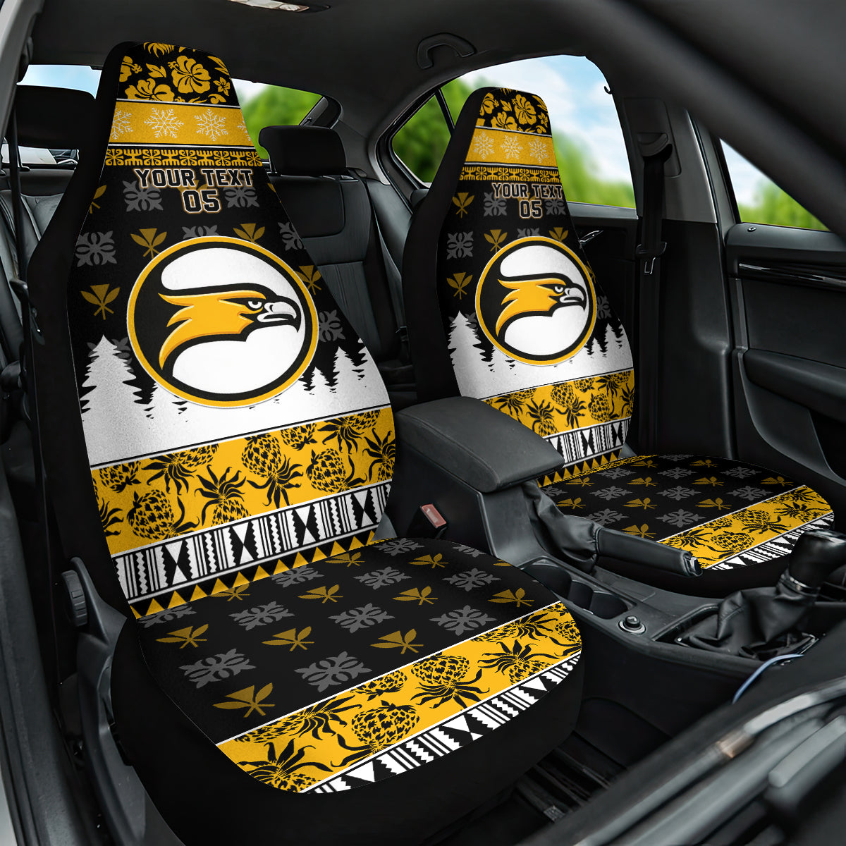 Custom Hawaii Nanakuli High and Intermediate School Christmas Car Seat Cover Tropical Santa Claus LT05 One Size Yellow - Polynesian Pride